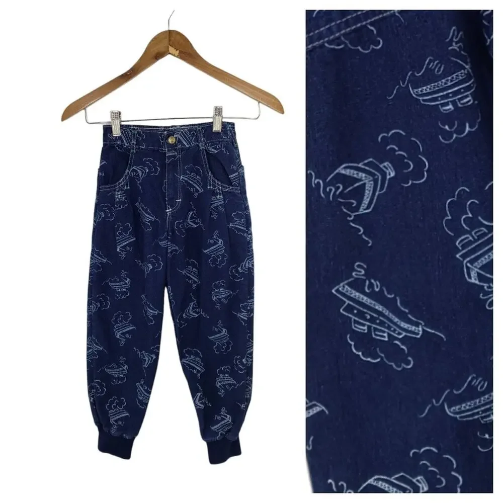 OshKosh Vintage Nautical Jeans 6R Sailboat USA 90s Jogger Pants